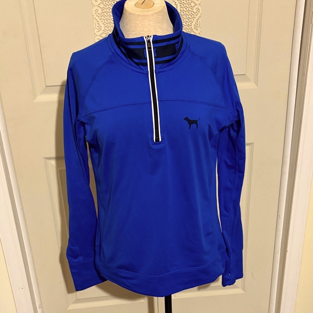 PINK Victoria's Secret Royal Blue Quarter-Zip Sweatshirt Sz Lg